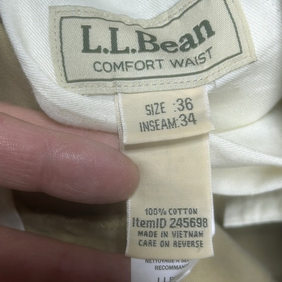 Vintage LL Bean Pants Mens 36x34 Khaki Chinos Flat Front Wrinkle Free Cotton NEW - Picture 4 of 13